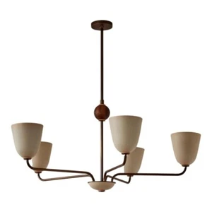 5 light lola chandelier, walnut ball large ceiling décor fixture home decor - Picture 1 of 12