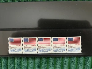 #1891 Flag & Lighthouse 18c MNH coil strip of 5 plate #3 Scarce! - Picture 1 of 1