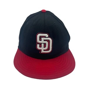 San Diego Padres Hat Adult 7 3/8 Black Red Fitted Cap New Era - Picture 1 of 8