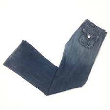 Rock & Republic Mens Flare Jeans Blue Medium Wash Zip Fly Flap Pockets Denim 27