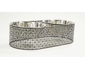 Barkley & Evans Elevated Double Pet Feeder SS Bowls - Picture 1 of 2