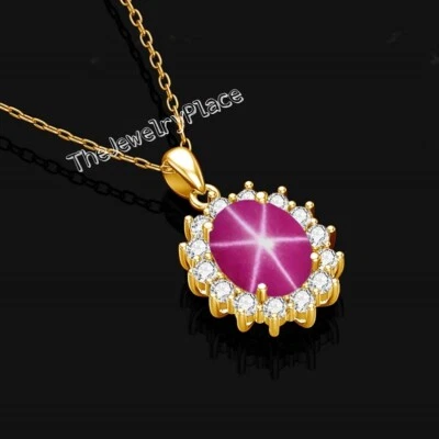 Pink Lindy Star Necklace, Women's Pink Ruby Star  Pendant, 925 Sterling - Image 1 of 4