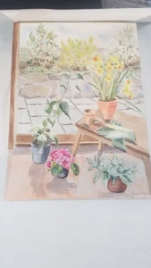 Aquarell der Künstlerin Sheena Morgan "A Corner of the Sun Room" signiert ungerahmt - Bild 1 von 12
