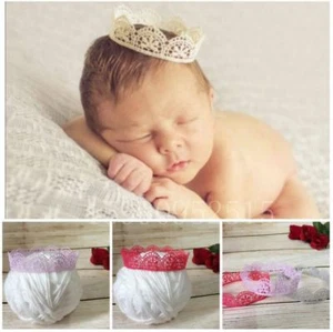 Newborn Lace Baby Crown Photo Props Photography Costume 0-3 months - Picture 1 of 7