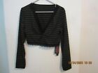 ROMWE AESTHETIC ON LOCK Black Gray Stripes & Lace Cropped Long Sleeve Top XL NWT