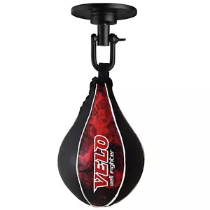 VELO Speed Ball - REDPremium Leather Ceiling Punch Bag for Boxing, MMA Training - Picture 1 of 7