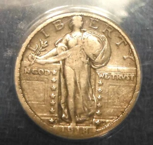 1918-S Standing Liberty Silver Quarter ANACS VF-25 Great coin 107 years old 25c - Picture 1 of 3