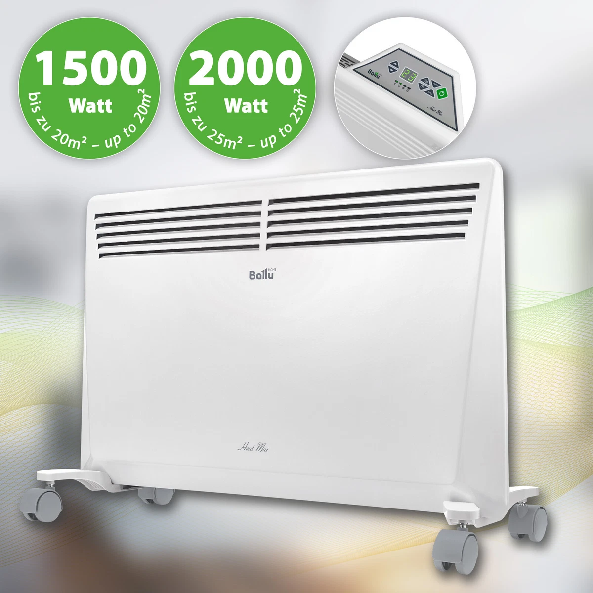 MAUK Infrarot-Wärmewellen-Heizgerät 1500W – Mobil Mit Rollen, Thermostat, 3 Stufen, Stand-/Wandmontage