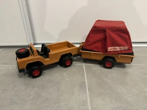 Vintage FISHER PRICE - JEEP SAFARI + ANHÄNGER + Zelt 1975 Made In Usa - Bild 1 von 11