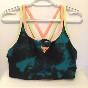 Under Armour Project Rock Coastal Cross Cyan Sports Bra Womens Plus Size 2X New - Picture 1 of 3