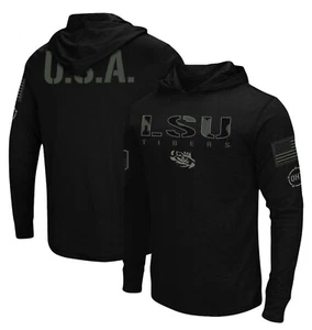 Men's Lg Colosseum Black LSU Tigers OHT Military Appreciation Hoodie Long Sleeve - Picture 1 of 13