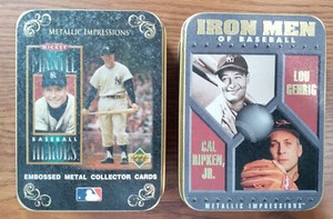 Metallic Impressions 1995 Mickey Mantle & 1996 Iron Men of Baseball tin sets