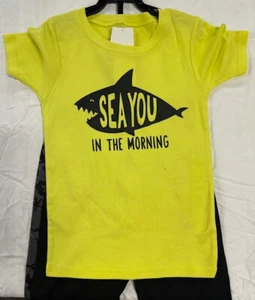 CARTERS BOYS 3 PC SEA YOU IN THE MORNING PAJAMA SET (BLACK/YELLOW  7)NWT - Picture 1 of 3