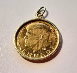 Gold Münze / Medaille , John F. Kennedy ,gefaßt .Gold 900.ca 4,6 Gramm - Bild 1 von 4