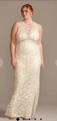 MELISSA SWEETplunge illusion chantilly wedding dress NWT  - Image 1 of 4