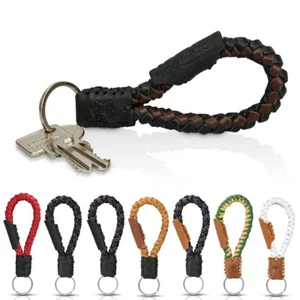 " Krabi " - Tumatsch-Leder Real Leather Keychain Black & Braun - Picture 1 of 6