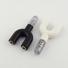 3.5mm Stereo Male To 2x Female U Shape Audio Headphone Earphone Splitter Adapter