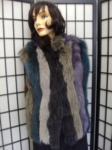 *TOTALMENTE NUEVO MULTICOLOR CHALECO DE PIEL DE ZORRO CHAQUETA MUJER TALLA 4-6 PEQUEÑO - Imagen 1 de 1