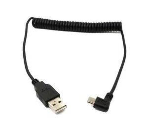 USB 2.0 Cable 47 3/16in Type a Plug To Mini B Plug Spiral Angle IN Black - Picture 1 of 4