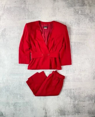 复古 90 年代 Giorigo Armani 黑色标签红色 Oldmoney 套装(裙子和夹克)/女式 — 第 1/4 张图片