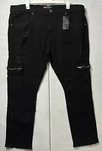 Dash Denim Co Men's 46x34 Jeans Black Washed Distressed Mens Grunge Y2K Skater - Picture 1 of 12