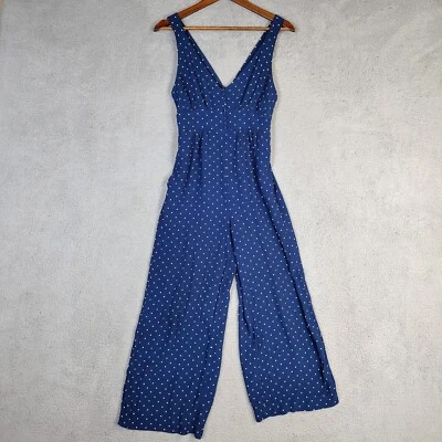 Mono Madewell Mujer 00 Azul Marino Blanco Lunares Pierna Ancha Cuello en V Una Pieza Preppy Foto 1 de 4