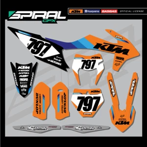 Custom MX Graphics Kit Factory Stripe Or KTM XC EXC EXCF 125 250 350 450 2019 - Picture 1 of 5