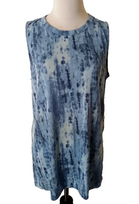 Old Navy Active Go Dry Blue Tie Dye Tank Top Tunic Side Slits Stretch Women Med - Image 1 of 4