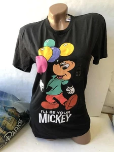 Disney I’ll Be Your Mickey Mouse T-Shirt Black Graphic Tee Adult Size Small NWT - Picture 1 of 3