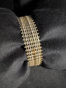 ITALIAN 925 STERLING SILVER VERMEIL HERRINGBONE BRACELET - Picture 1 of 7
