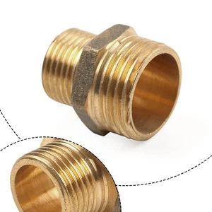 Messing G3/8 Außen auf G1/2 Außen Adapter Rohrverschraubung Gewinde Verbinder Kupplung - Bild 1 von 9