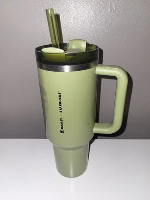 Nuevo, Stanley Starbucks Verde Oliva Perla 40oz Vaso Brillo, Lanzamiento 2024  Foto 1 de 4