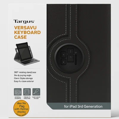 Targus Versavu Rotating Keyboard Apple iPad 3rd Gen Case Black  New - Image 1 of 2