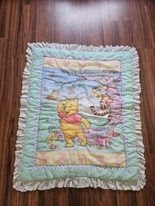 Vintage Winnie The Pooh Crib Quilt Comforter Blanket Tigger Piglet 41×34 - Picture 1 of 8