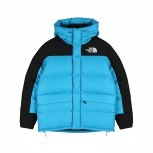 THE NORTH FACE Himalayan Men's Jacket M 550 Down Hooded Quilted Blue Logo * - Picture 1 of 17