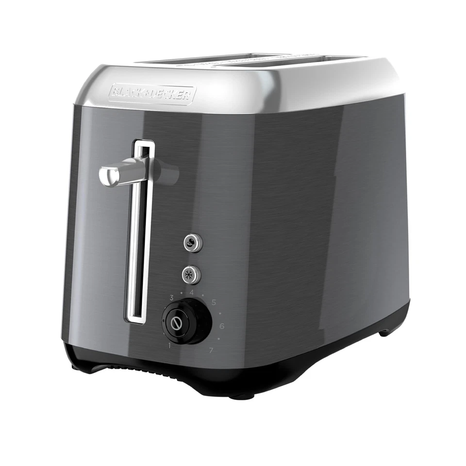 Black Stainless Steel 2 Slice Toaster Versatile Settings Extra Lift Toast Shade - Image 1 of 4