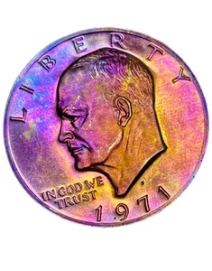 1971 — S — EISENHOWER IKE PROOF SILVER DOLLAR MONSTER TONED - Bild 1 von 2