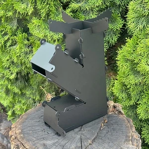 Turbokocher Raketenkocher tragbar Camping Holzofen 2 mm Stahl 29 cm hoch - Bild 1 von 7