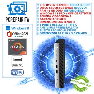 HP MINI PC COMPUTER DESKTOP FISSO RYZEN 3 16GB RAM 256 SSD WIN 11 RICONDIZIONATO - Foto 1 di 3