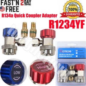 R134a Quick Coupler Adapter High Low Side Car Auto AC Charging Hoses Easy Use - Picture 1 of 8