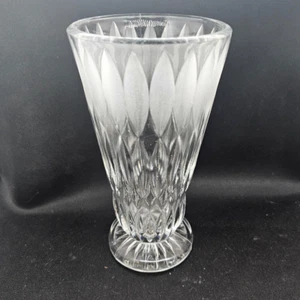 Vintage Vase Crystal Etched Frosted Asymmetrical Shape Art Deco 8" x 5.25" - Picture 1 of 4