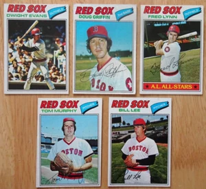 1977 Topps Boston Red Sox 5 Card Lot Evans Lynn Lee Griffin Murphy VG+/EX - Picture 1 of 2
