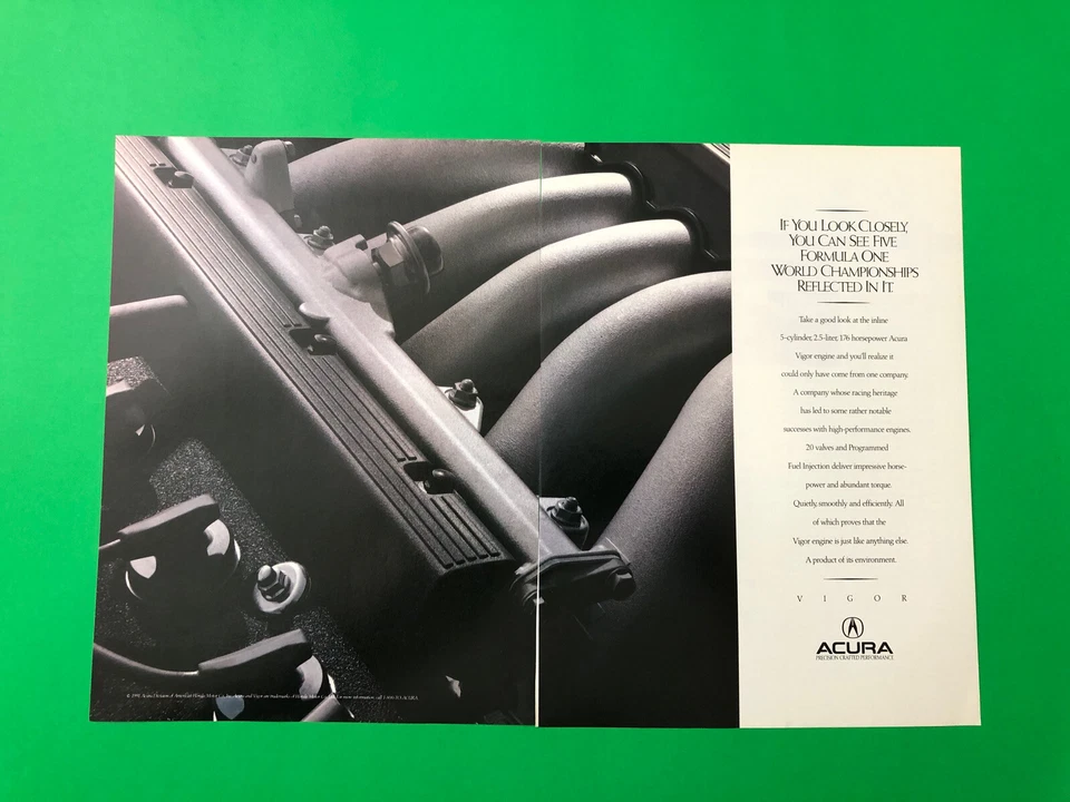1991 ACURA VIGOR VINTAGE ORIGINAL PRINT AD ADVERTISEMENT PRINTED 2 PAGE - Image 1 of 1