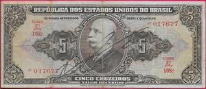 BRASIL 5 CRUZEIROS 1950 363A FIRMA A MANO, AUTOGRAFIADO, SERIE;TESORO NACIONAL,2 - Imagen 1 de 2