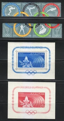Rumania 1960 MNH Mi 1853-1857 +Bloques 46-47 Sc 1331-1338 Juegos Olímpicos de Roma ** Foto 1 de 2
