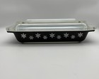 Vintage Pyrex Black Snowflake 1 1/4 Qt Casserole Baking Dish with Lid 548-B #33