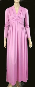 Vintage 70s Miss Elliette Pearly Sheen Pink Party Prom Maxi Dress S - Picture 1 of 8