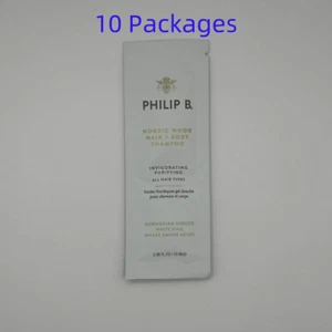 10 x Philip B Nordic Wood Hair Body Shampoo 10ML*10=100ML/3.6OZ Samples - Picture 1 of 4