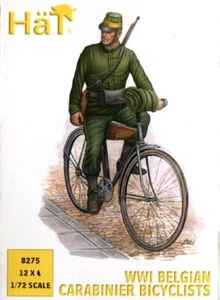 Hat #8275 WWI Belgian Carabinier Bicyclists (12 Bikes/Riders) 1/72 Scale Green - Picture 1 of 2