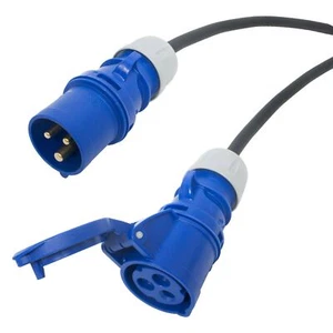 Cable de conexión de red de goma resistente H07rn-f de 16 amperios. Enchufe de alimentación azul y cable de enchufe - Imagen 1 de 2